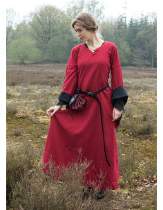 Abito medievale aperto Bliaut Amal, rosso-nero