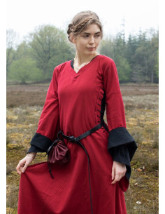 Abito medievale aperto Bliaut Amal, rosso-nero 2