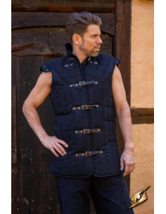 Gambeson guerriero medievale senza maniche, nero
