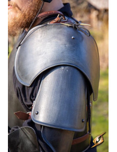 Spalline da guerriero medievale, finitura nera 2