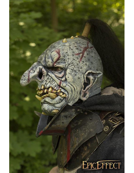 Maschera Troll grigia con capelli, Latex