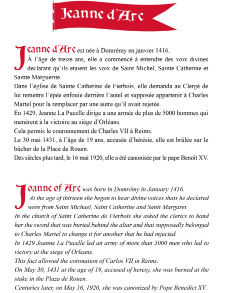 Spada decorativa Giovanna d'Arco, 94 cm.