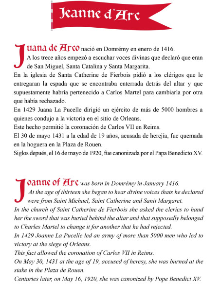 Spada decorativa Giovanna d'Arco, 94 cm.