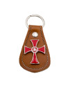Portachiavi in pelle marrone e Croce in metallo e un sigillo dei cavalieri Templari