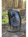 Vaso in corno vichingo modello Vegvisir, finitura trasparente