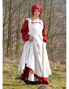 Grembiule medievale Ruth in cotone, colore bianco naturale