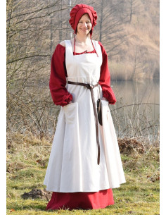 Grembiule medievale Ruth in cotone, colore bianco naturale 2