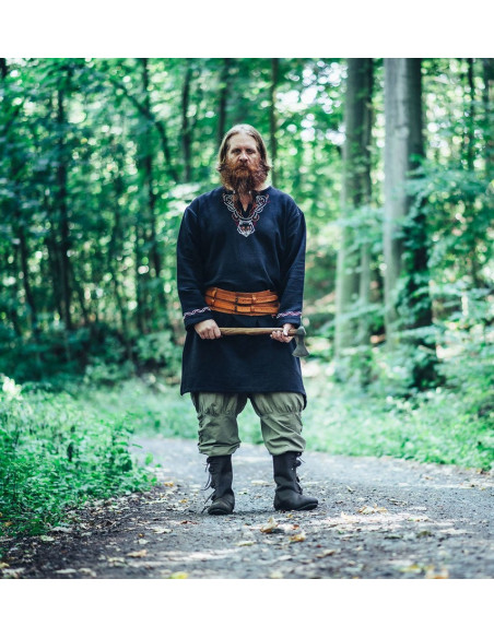Tunica vichinga con ricamo Freki, nera
