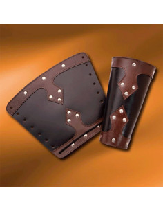 Bracciali di guerriero medievale, nero-marrone