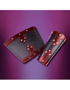 Bracciali di guerriero medievale, nero-rosso