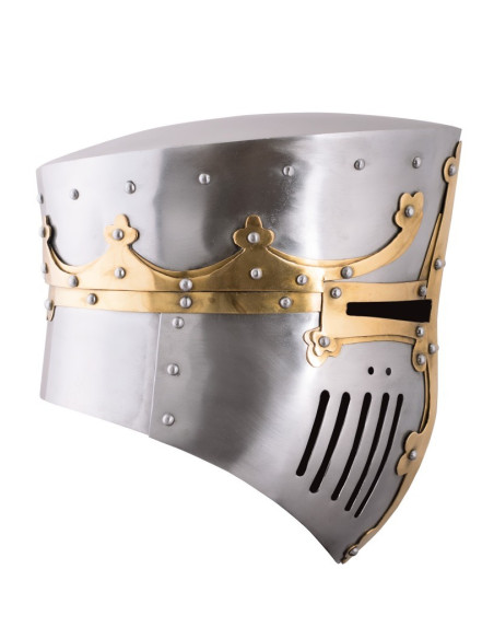 Elmo crociato con finiture in ottone,...