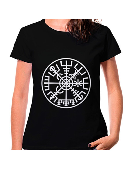 T-shirt nera Viking Woman Vegvísir,...