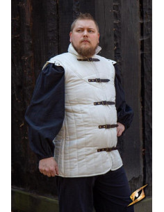 Gambeson da guerriero medievale senza maniche, bianco