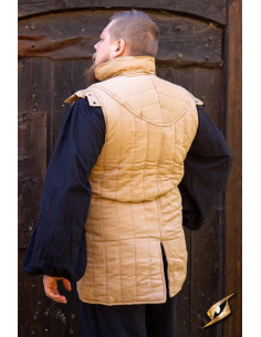 Gambeson da guerriero medievale senza maniche, color sabbia 2