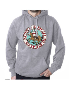 Felpa Grigia dei Cavalieri Templari con Cappuccio 2