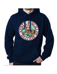 Felpa Blu Navy dei Cavalieri Templari con Cappuccio