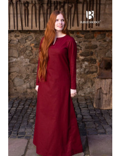 Tunica medievale maniche lunghe Feme, colore rosso