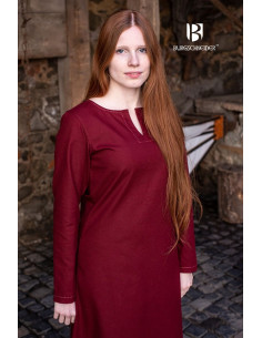 Tunica medievale maniche lunghe Feme, colore rosso 2
