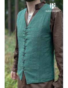 Gilet contadino medievale Maron, colore verde 2