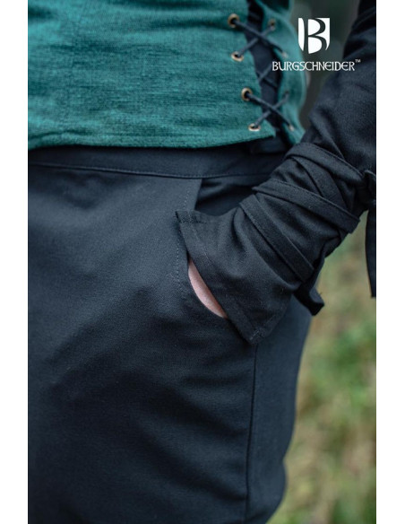 Pantaloni medievali Kerga, cotone nero