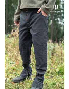 Pantaloni medievali Kergon, cotone nero