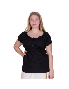 Blusa medievale a maniche corte Aren, colore nero