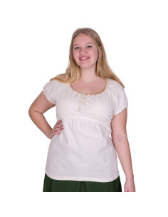 Blusa medievale a maniche corte Aren, colore bianco naturale