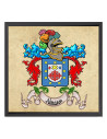 Quadretto scudo araldico con 1 cognome incorniciato in alluminio (30x30 cm.)