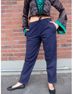 Pantaloni medievali BLU unisex con elastico in vita