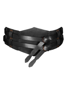 Cintura doppia in pelle medievale unisex nera
