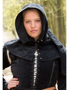 Mirella cappuccio-gugel medievale in velluto nero