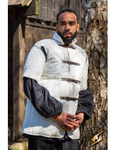 Gambeson medievale a maniche corte del Guerriero, bianco...
