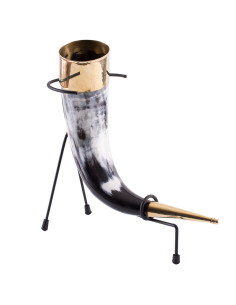 Corno vichingo decorativo con supporto, 250-350 ml.