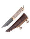 Coltello Seax o Viking con manico in osso decorato