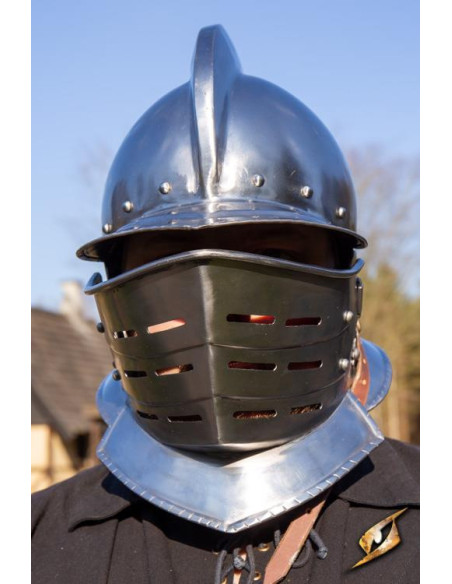 Elmo bordeaux con visiera in acciaio...