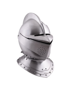 Elmo medievale inglese chiuso del XVI secolo, acciaio da...
