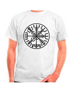 T-shirt Vegvísir Vikings bianca, manica corta