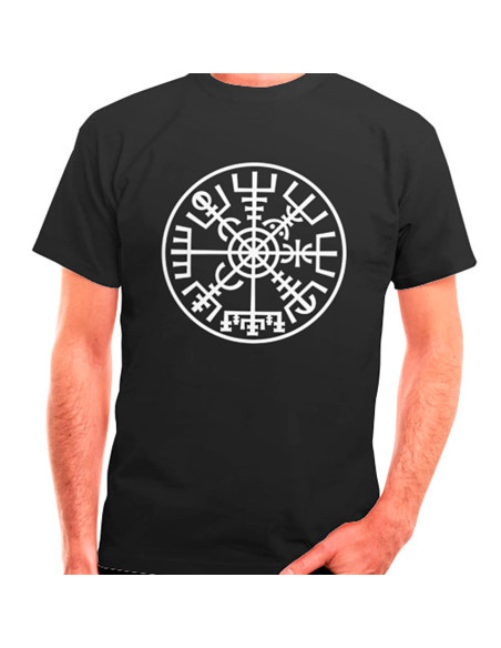T-shirt Vikings Vegvísir nera, manica...