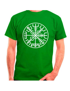 Maglietta verde Vikings Vegvísir, manica corta