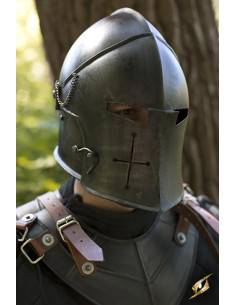 Basinette medievale con visore, Epic Black