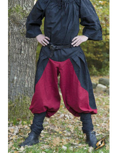 Pantaloni larghi medievali Ignis, Rosso-Nero
