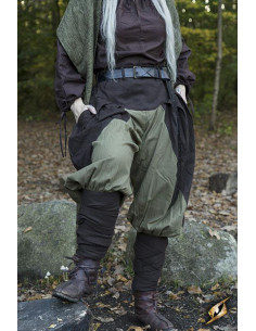 Pantaloni larghi medievali Ignis, marrone-verde
