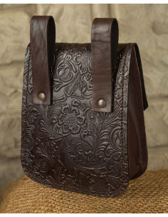 Borsa medievale Beatriz in pelle goffrata marrone scuro 2