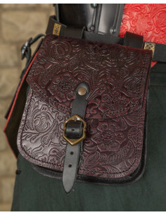 Borsa medievale Beatriz in pelle goffrata rossastra