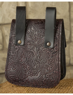 Borsa medievale Beatriz in pelle goffrata rossastra 2