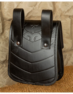 Borsa medievale Goffredo in pelle nera 2