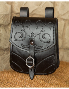 Borsa medievale Goffredo in pelle nera