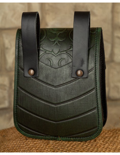 Borsa medievale Goffredo in pelle verde 2