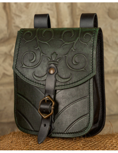 Borsa medievale Goffredo in pelle verde
