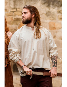 Camicia medievale modello Batrholomeus, colore bianco...
